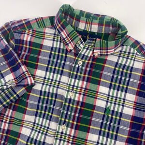 Ralph Lauren Plaid Short Sleeve Button Down‎ Shirt Kids Size L (14-16)